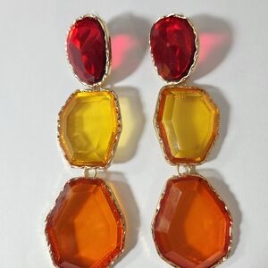 NWOT Fashion Chunky Earrings Multi Color 4"long